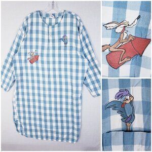 Vtg 90s Acme Clothing Wile E Coyote Roadrunner Looney Tunes NightGown Shirt L/XL